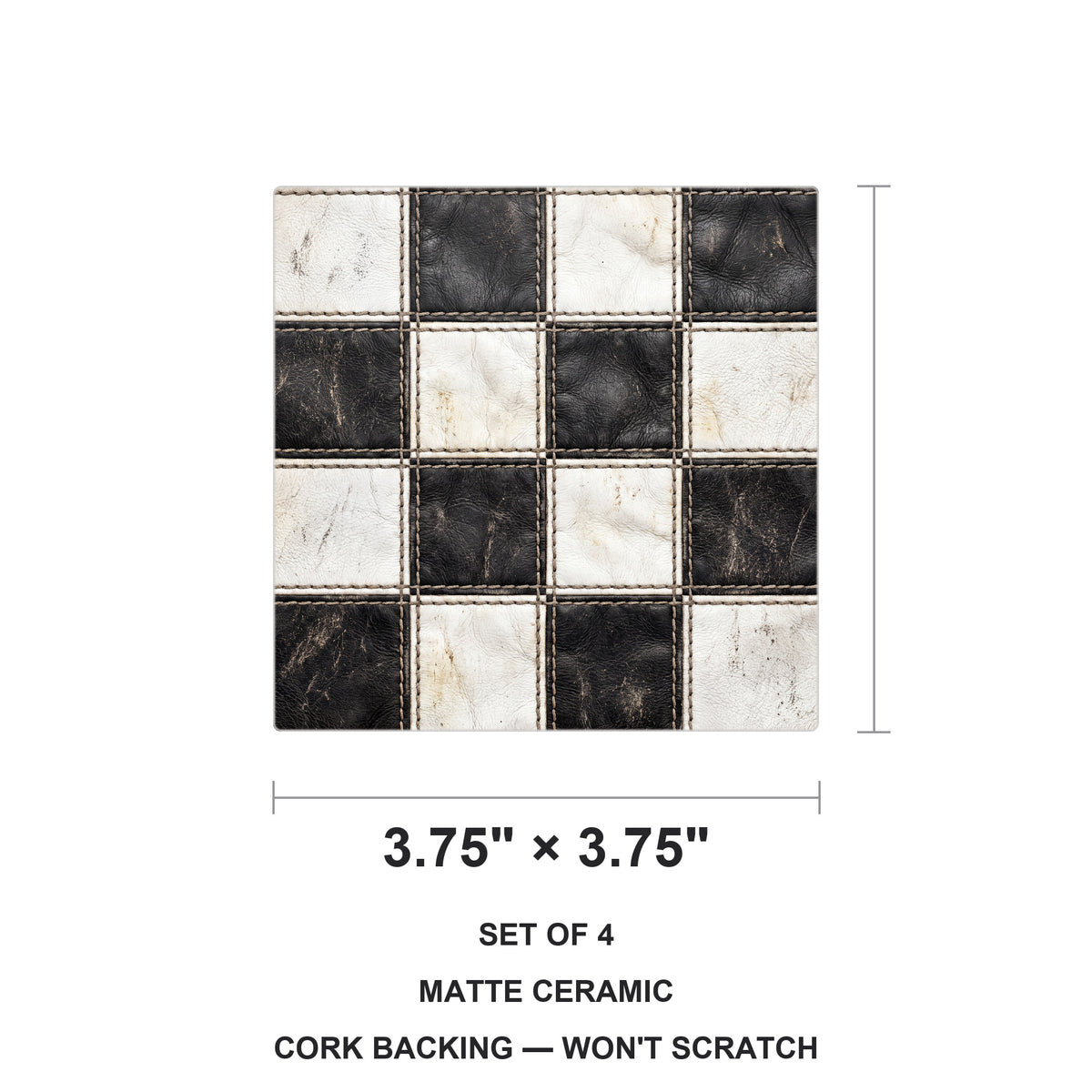 Checkered Racing Flag ceramic coasters set of 4, size 3.75 inches
