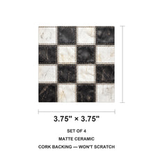 Checkered Racing Flag ceramic coasters set of 4, size 3.75 inches