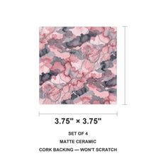 Pink Camo ceramic coasters set of 4, size 3.75 inches