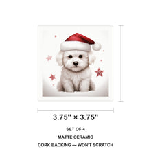 Bichon Frise Puppy Drawing ceramic coasters set of 4, size 3.75 inches
