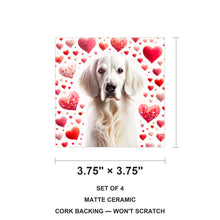 English Setter ceramic coasters set of 4, size 3.75 inches