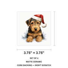 Welsh Terrier Puppy Drawing ceramic coasters set of 4, size 3.75 inches