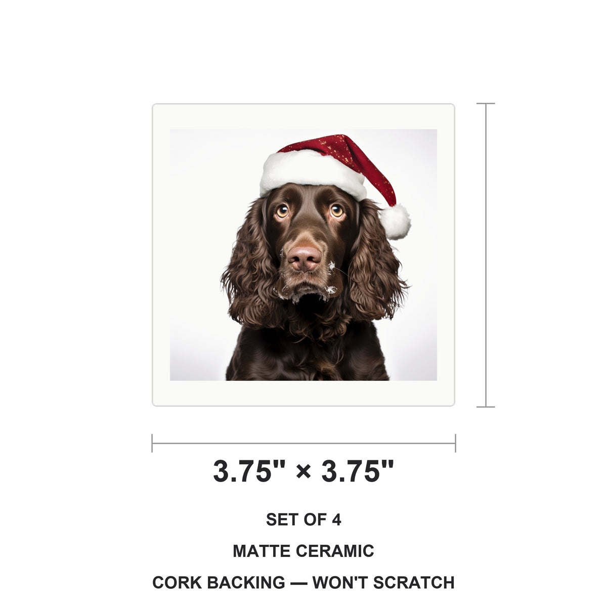 American Water Spaniel ceramic coasters set of 4, size 3.75 inches