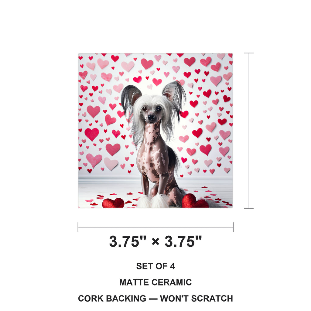 Chinese Crested ceramic coasters set of 4, size 3.75 inches