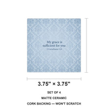 His Grace Is Sufficient ceramic coasters set of 4, size 3.75 inches
