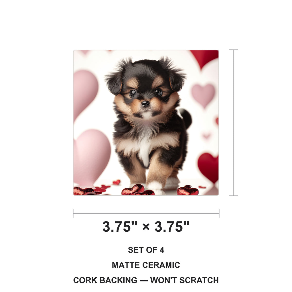 Pomeranian ceramic coasters set of 4, size 3.75 inches