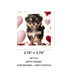 Pomeranian ceramic coasters set of 4, size 3.75 inches