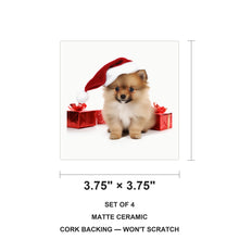 Pomeranian Puppy ceramic coasters set of 4, size 3.75 inches