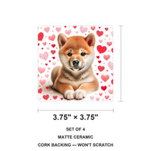 Shiba Inu ceramic coasters set of 4, size 3.75 inches