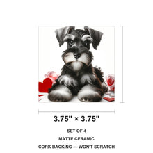 Miniature Schnauzer ceramic coasters set of 4, size 3.75 inches