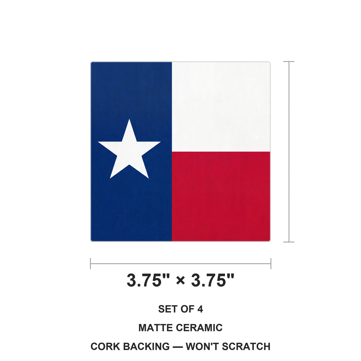 Texas State Flag ceramic coasters set of 4, size 3.75 inches