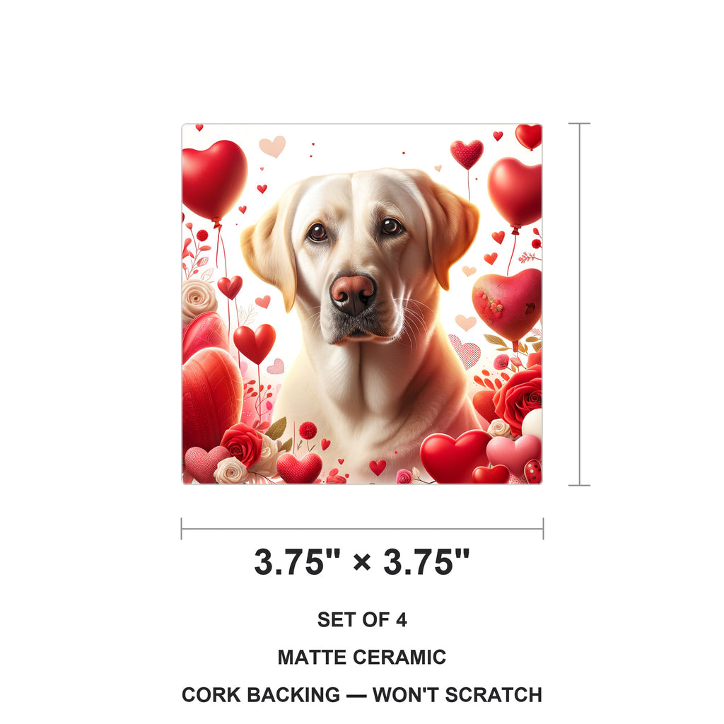 Labrador Retriever ceramic coasters set of 4, size 3.75 inches