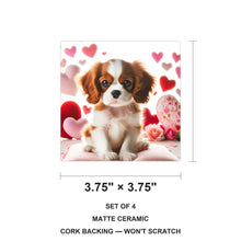Cavalier King Charles Spaniel ceramic coasters set of 4, size 3.75 inches