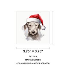 Bedlington Terrier Puppy Drawing ceramic coasters set of 4, size 3.75 inches