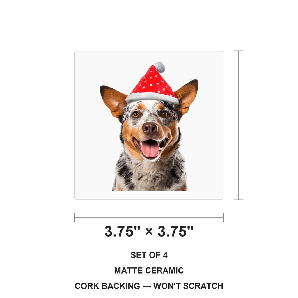 Australian Cattle Dog ceramic coasters set of 4, size 3.75 inches