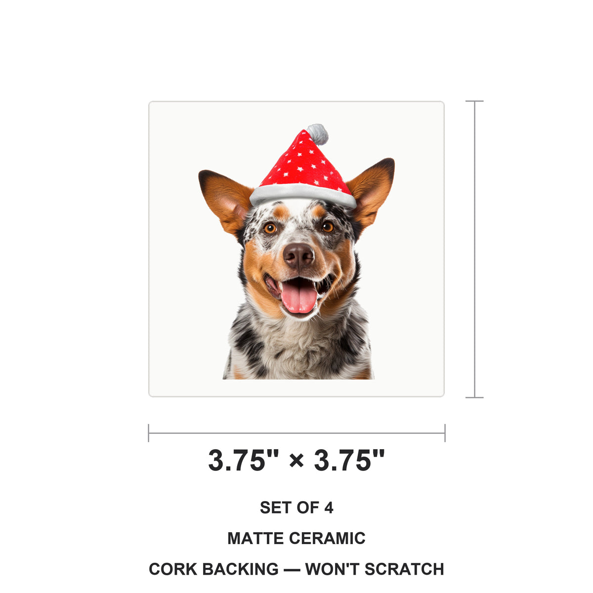 Australian Cattle Dog ceramic coasters set of 4, size 3.75 inches