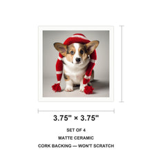 Cardigan Welsh Corgi Puppy ceramic coasters set of 4, size 3.75 inches