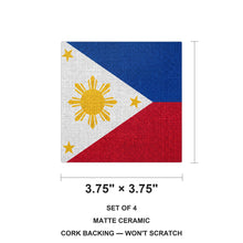 Philippines Flag Pride ceramic coasters set of 4, size 3.75 inches