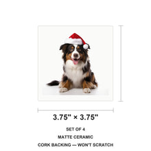 Miniature American Shepherd ceramic coasters set of 4, size 3.75 inches