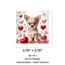 Chihuahua ceramic coasters set of 4, size 3.75 inches