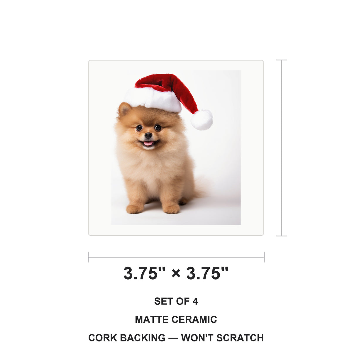 Pomeranian Puppy ceramic coasters set of 4, size 3.75 inches