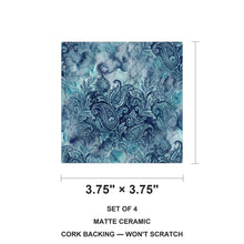 Paisley ceramic coasters set of 4, size 3.75 inches