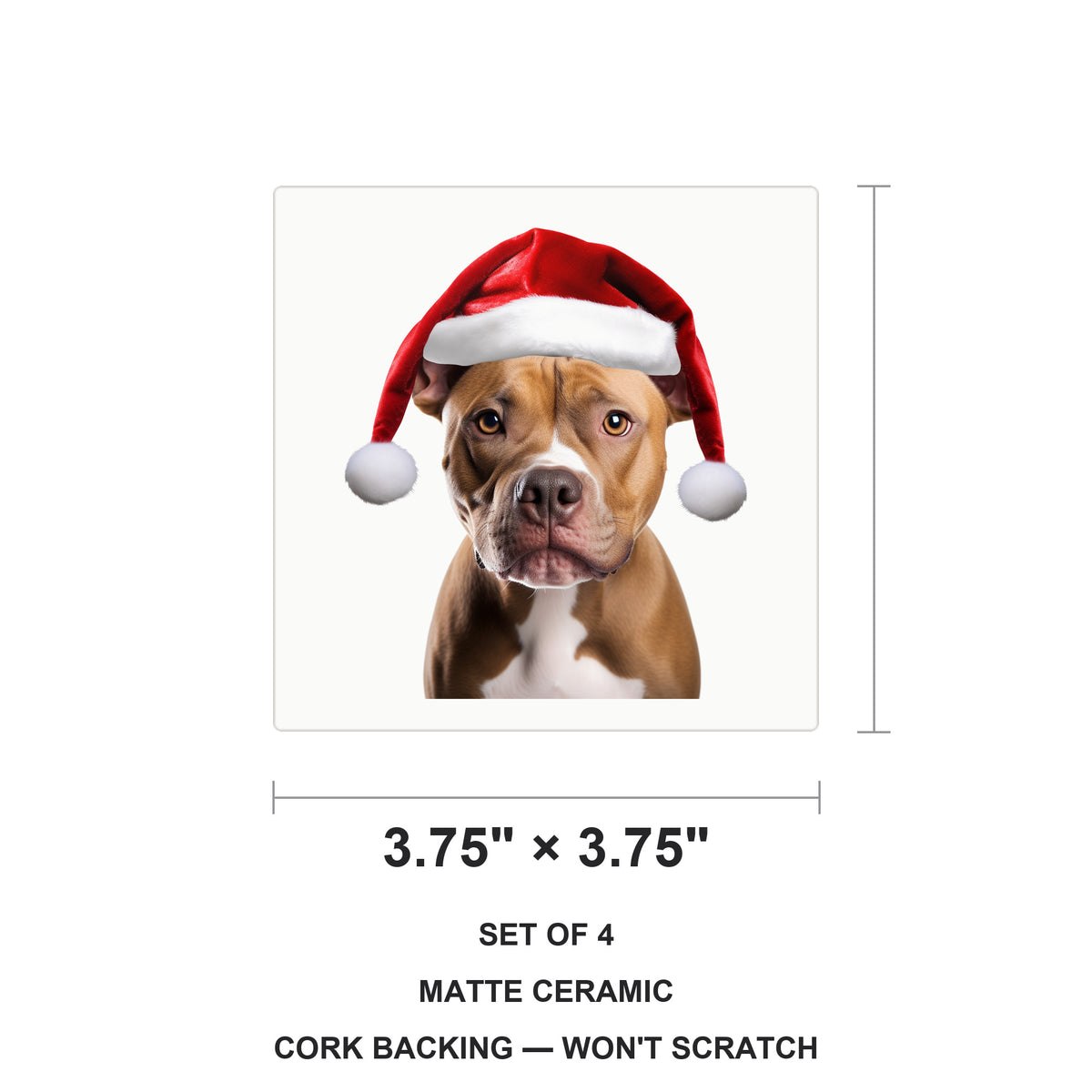 American Staffordshire Terrier ceramic coasters set of 4, size 3.75 inches