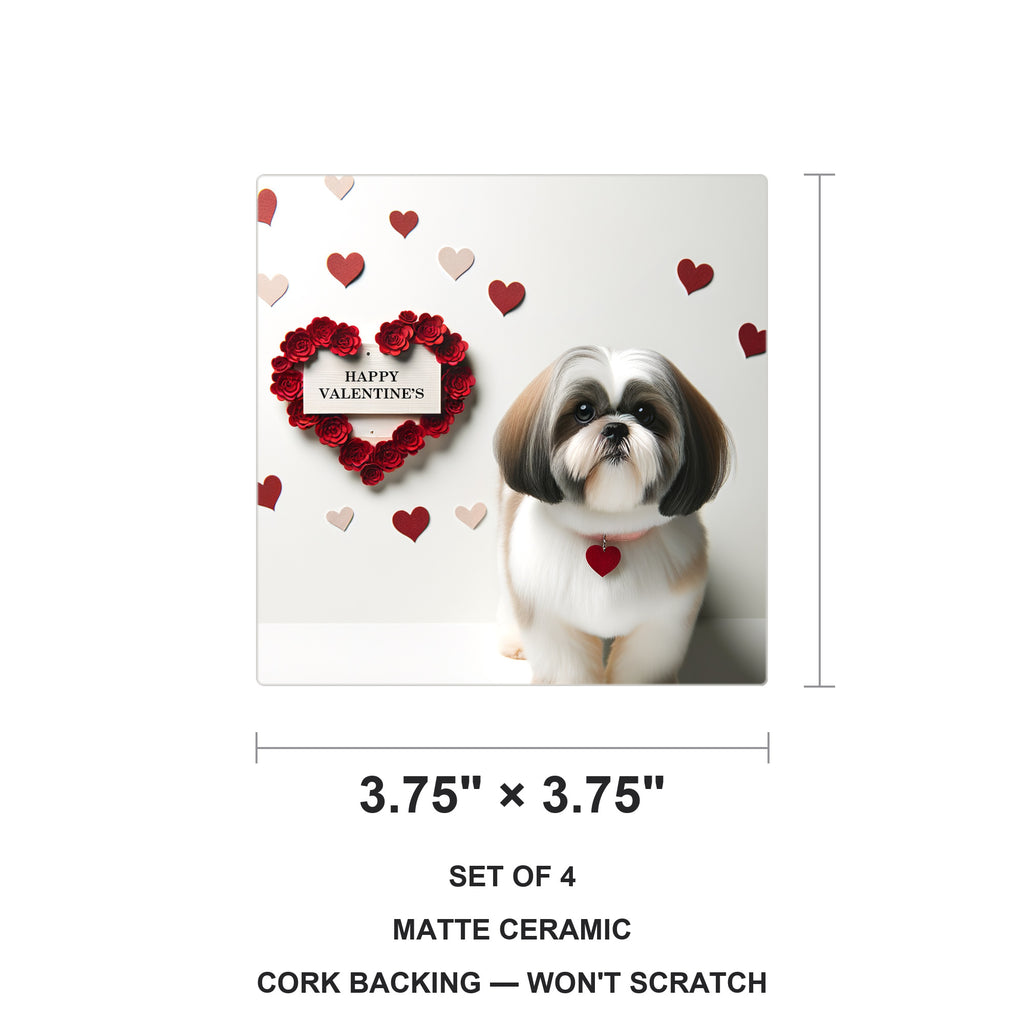 Shih Tzu ceramic coasters set of 4, size 3.75 inches