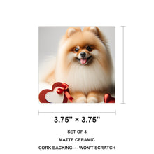 Pomeranian ceramic coasters set of 4, size 3.75 inches
