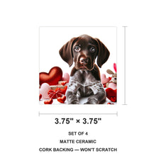 German Shorthaired Pointer ceramic coasters set of 4, size 3.75 inches