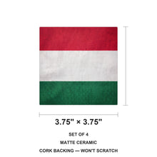 Hungary Flag Pride ceramic coasters set of 4, size 3.75 inches