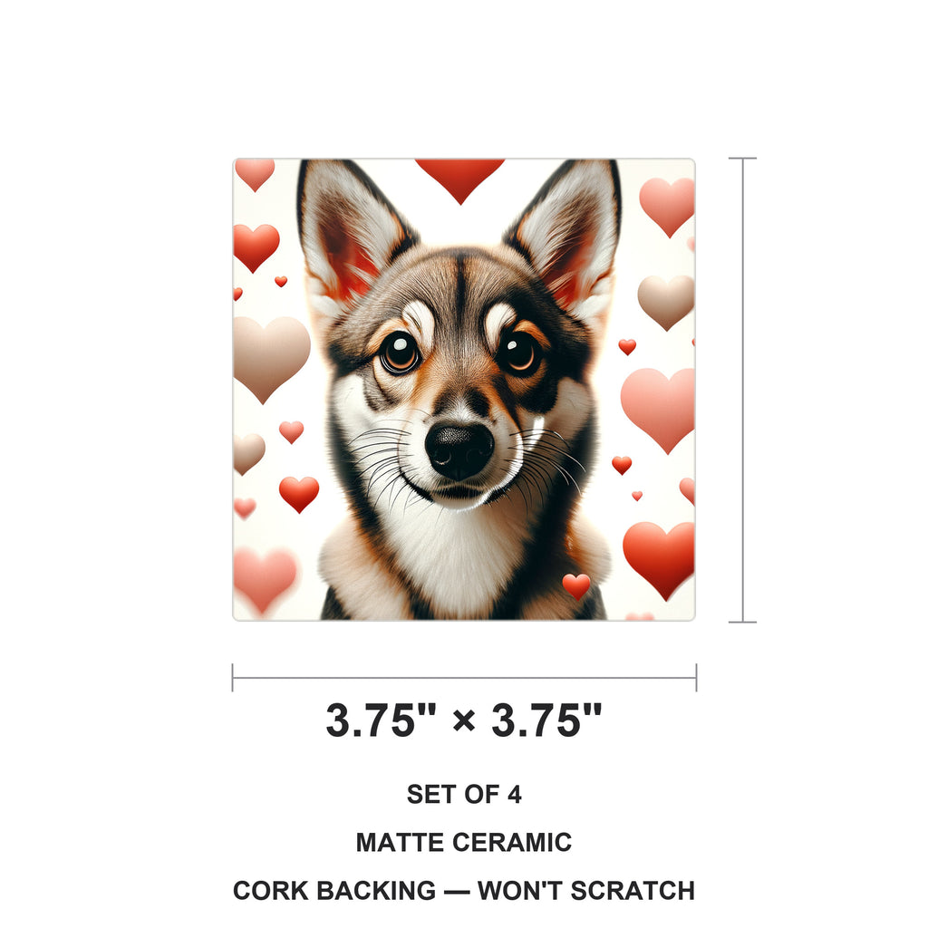 Swedish Vallhund ceramic coasters set of 4, size 3.75 inches