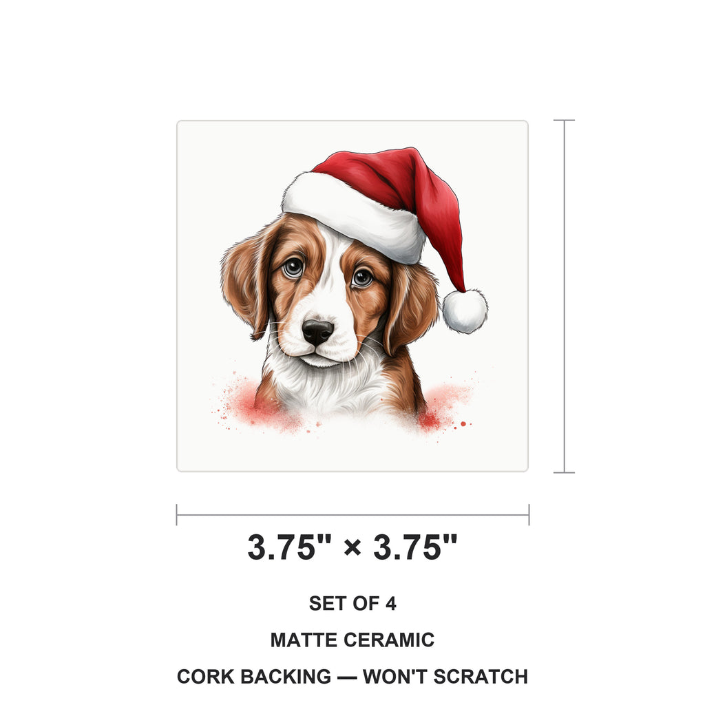 Brittany Puppy Drawing ceramic coasters set of 4, size 3.75 inches