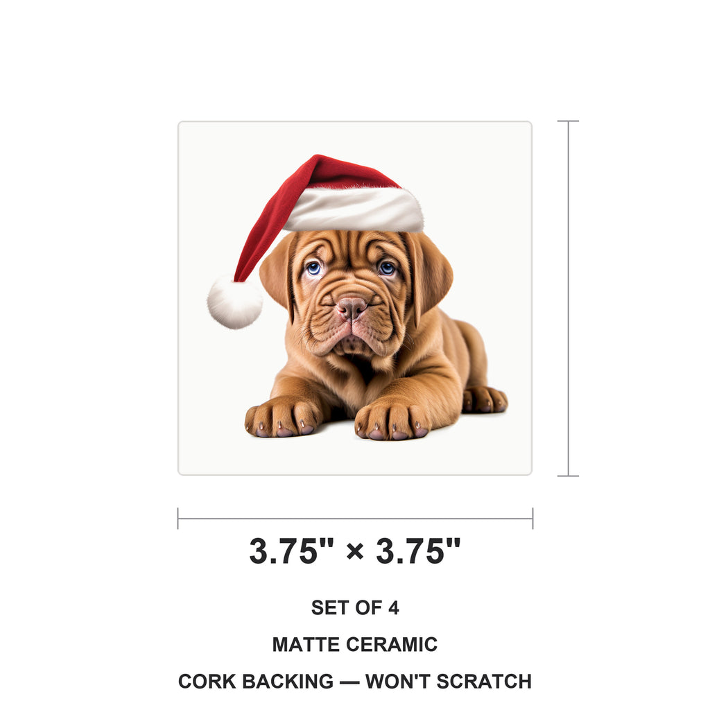 Dogue de Bordeaux Puppy Drawing ceramic coasters set of 4, size 3.75 inches