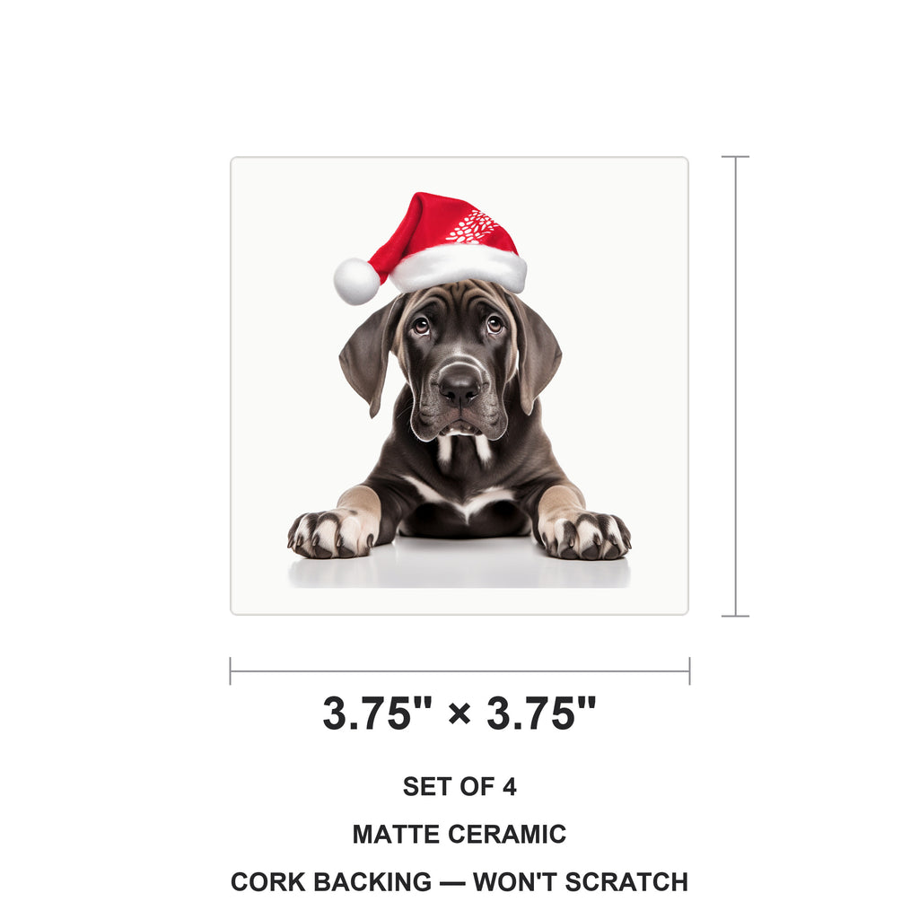 Great Dane Puppy ceramic coasters set of 4, size 3.75 inches