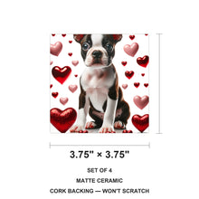 Boston Terrier ceramic coasters set of 4, size 3.75 inches