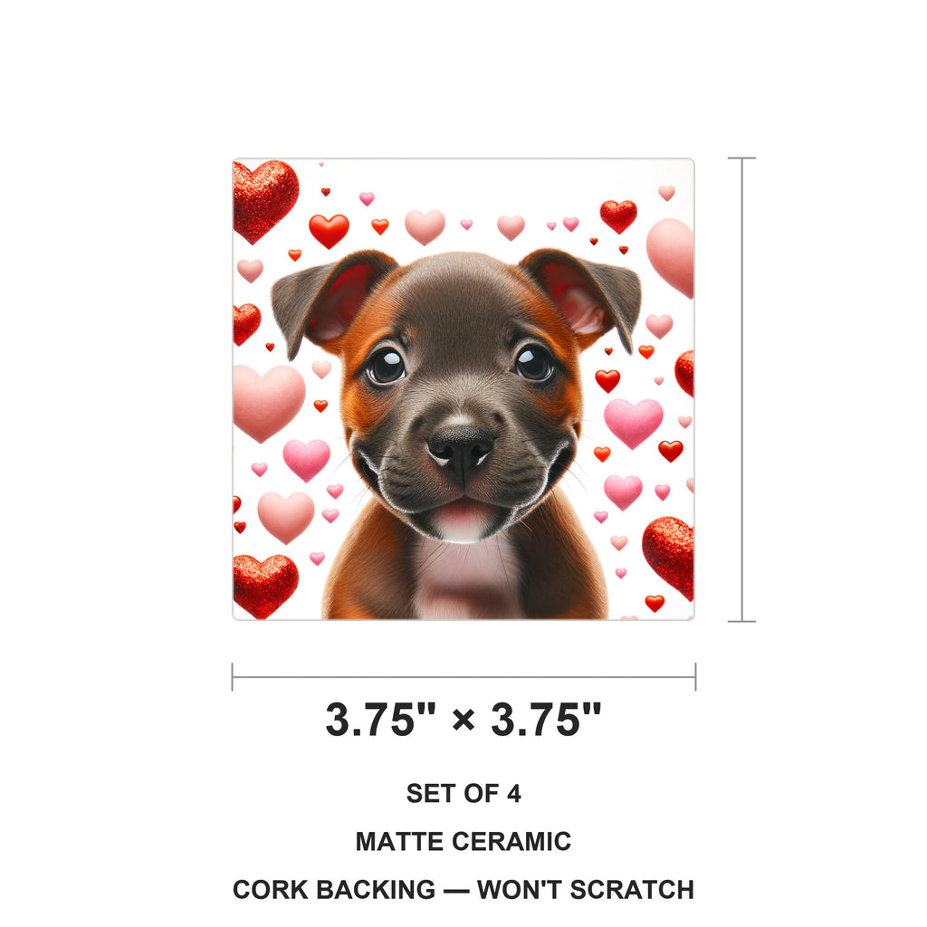 American Staffordshire Terrier ceramic coasters set of 4, size 3.75 inches