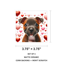 American Staffordshire Terrier ceramic coasters set of 4, size 3.75 inches
