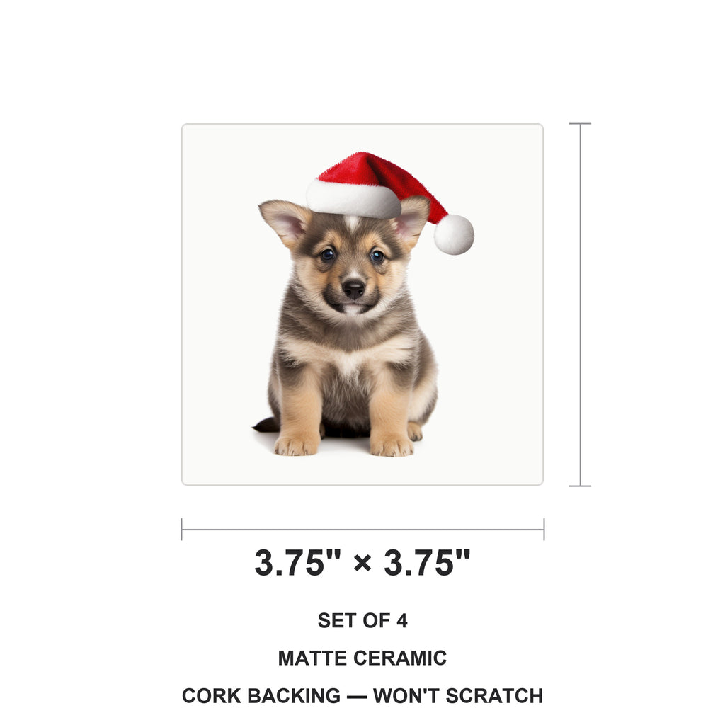 Swedish Vallhund Puppy ceramic coasters set of 4, size 3.75 inches