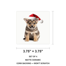 Swedish Vallhund Puppy ceramic coasters set of 4, size 3.75 inches
