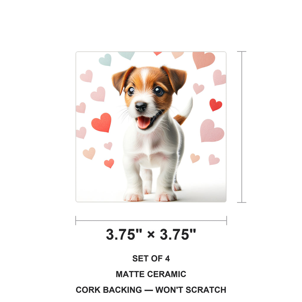 Jack Russell Terrier ceramic coasters set of 4, size 3.75 inches