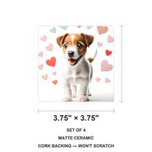 Jack Russell Terrier ceramic coasters set of 4, size 3.75 inches