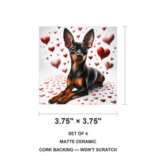 Miniature Pinscher ceramic coasters set of 4, size 3.75 inches