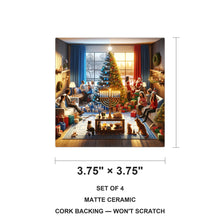Holiday Harmony Gathering ceramic coasters set of 4, size 3.75 inches