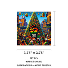 Holiday Unity Celebration ceramic coasters set of 4, size 3.75 inches