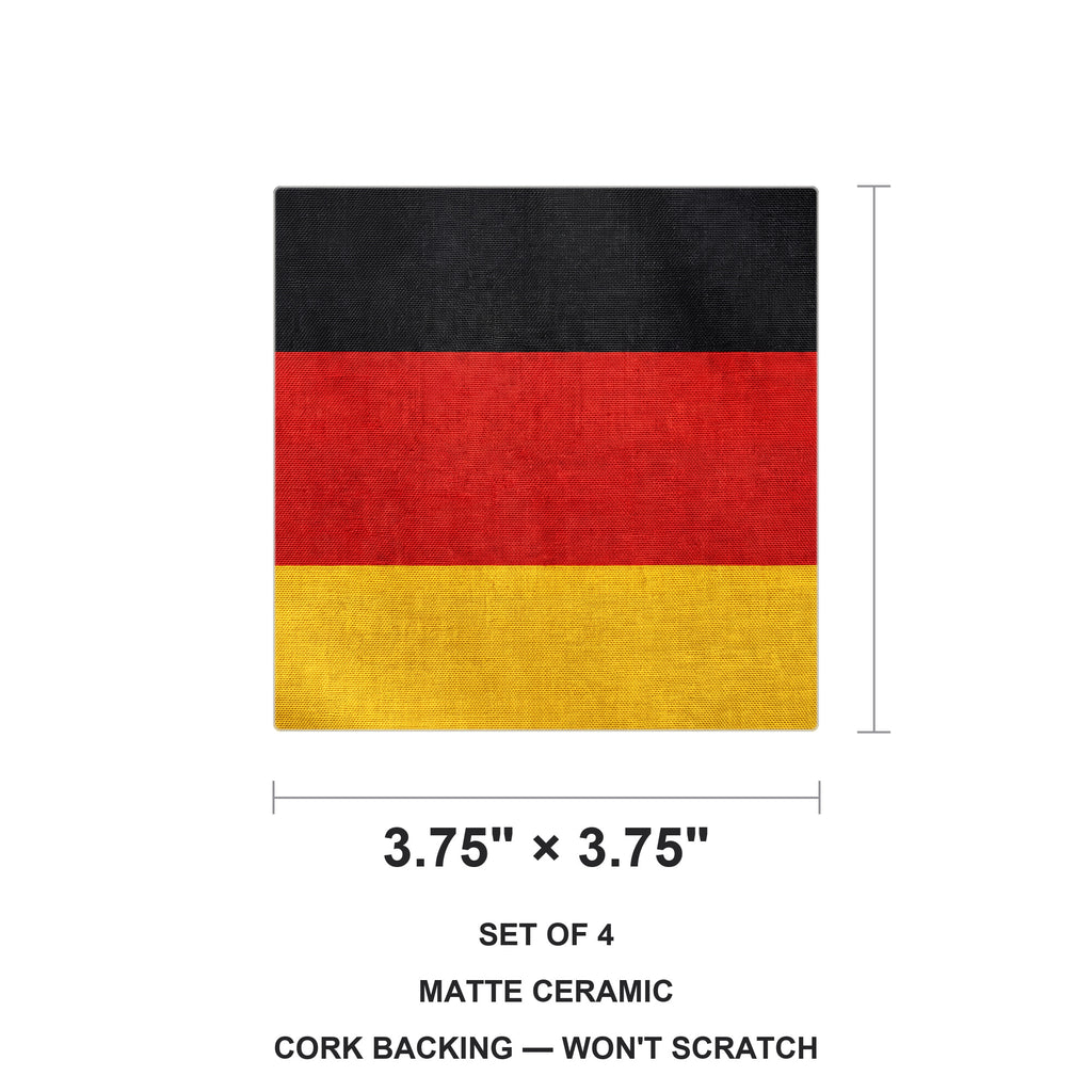 Germany Flag Pride ceramic coasters set of 4, size 3.75 inches