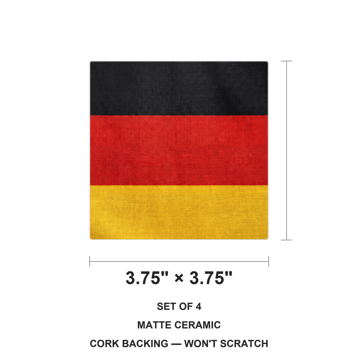 Germany Flag Pride ceramic coasters set of 4, size 3.75 inches