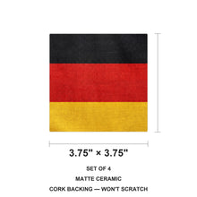 Germany Flag Pride ceramic coasters set of 4, size 3.75 inches