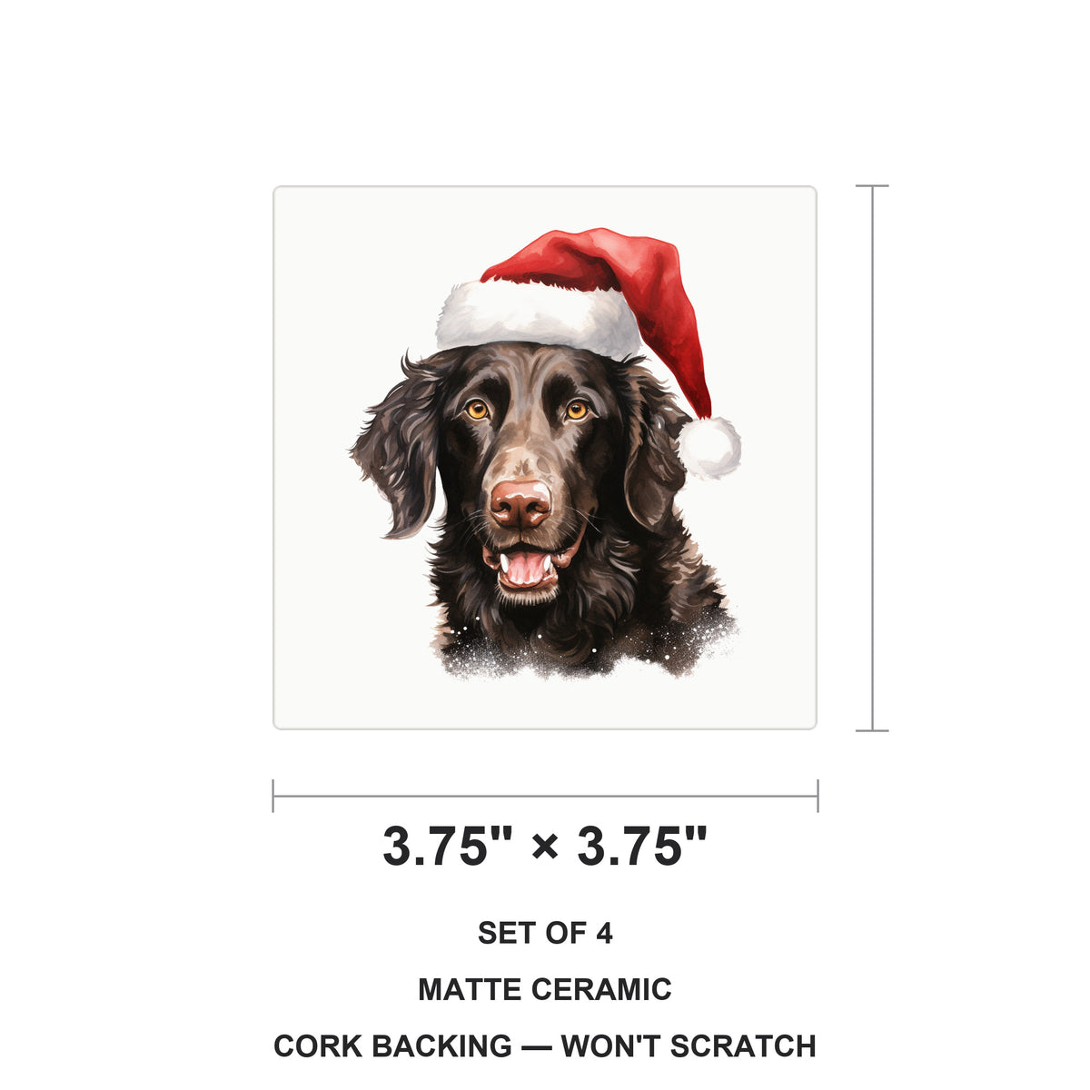 Curly-Coated Retriever ceramic coasters set of 4, size 3.75 inches