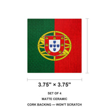 Portugal Flag Pride ceramic coasters set of 4, size 3.75 inches